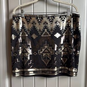 Express Black and Silver Sequin Mini Pencil Skirt